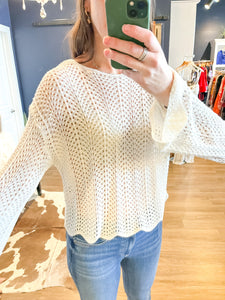 Ivory Crochet Scallop Wrist Sweater