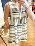 Ivory/Black Aztek Swing Dress