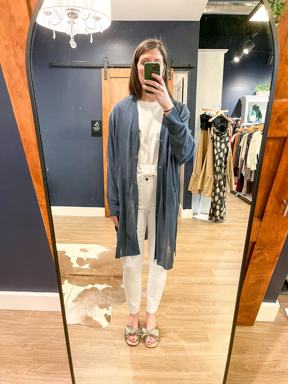 Dusty Blue Featherweight Slouch Cardi