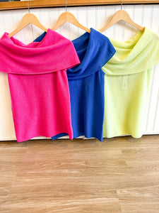 Lime Cashmere Drape Shoulder Top