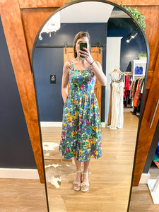 Green Floral Midi Dress w/ Straps