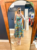 Green Floral Midi Dress w/ Straps