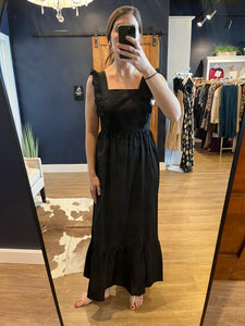 Black Ruffle Strap Maxi