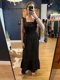 Black Ruffle Strap Maxi