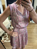 Pink Multi Spot Elastic Waist Dress