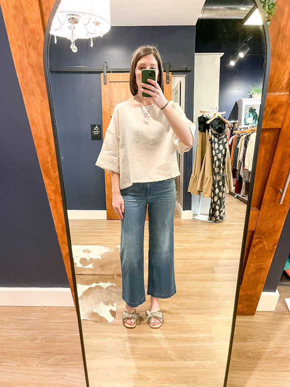 Natural Boxy Linen Top