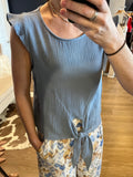 Lt Blue Tie Front Tee