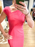 Pink Asymmetric Cap Sleeve Dress