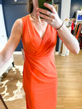 Orange Sleeveless Dress w/ Tucks