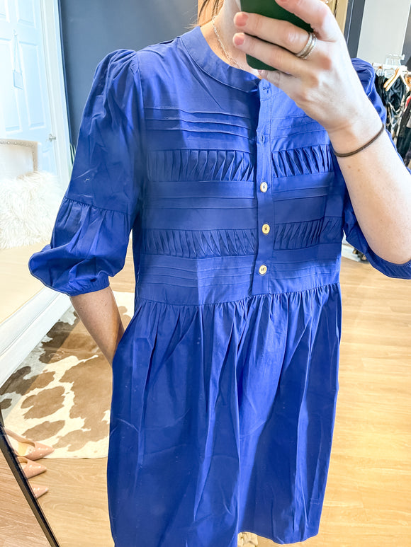Royal Blue Button Top Poplin Dress